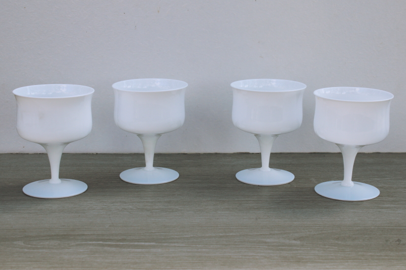 art deco milk white glass cocktail glasses or coupe champagnes, mid century mod vintage