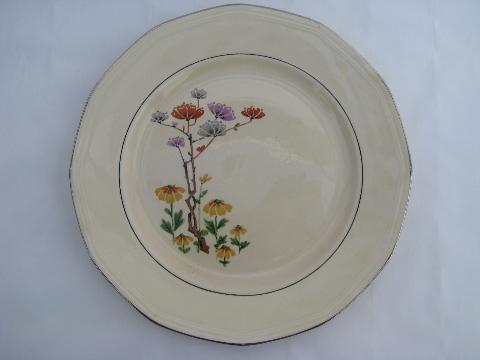 art deco stylized floral, vintage Salem china plates