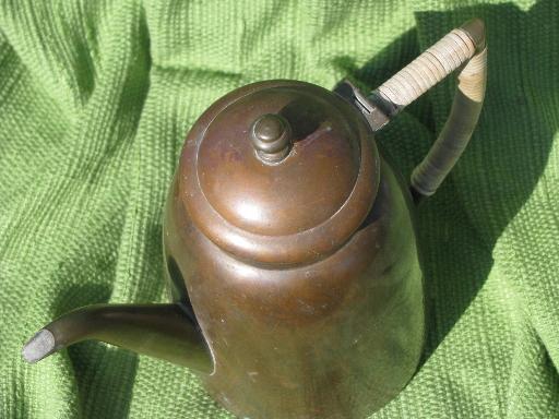 art deco vintage Eskilstuna - Sweden copper tea / coffee pot, engraved 1935