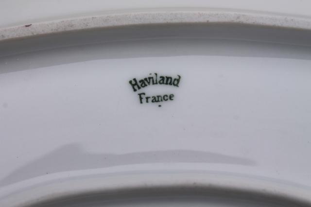 art deco vintage French Haviland china celery tray, oblong bowl w/ peacocks