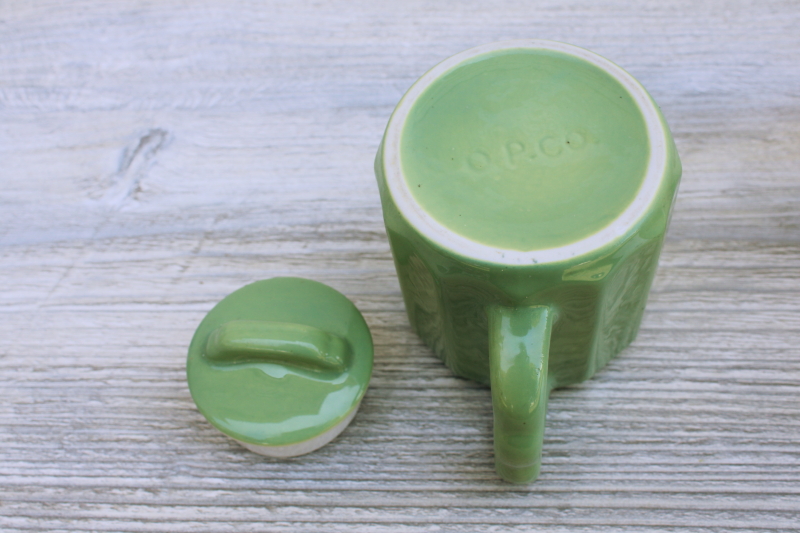 art deco vintage jade green restaurant ironstone china tiny coffee pot Onondaga pottery