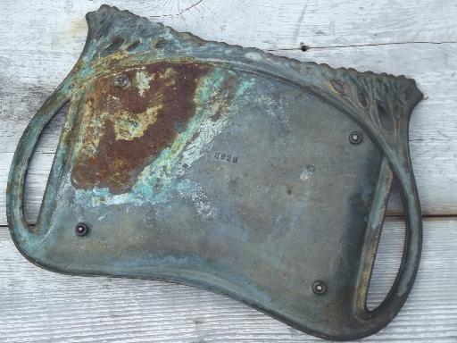 art nouveau  cast iron tray w/ handles, vintage EMIG antique reproduction?