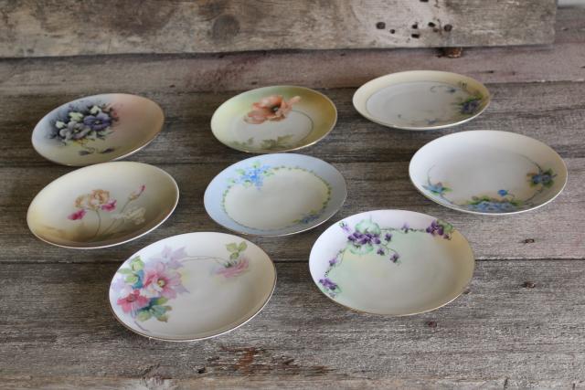 art nouveau style florals vintage hand painted china plates Japan & Nippon marks