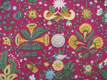 arts & crafts flower print cotton broadcloth fabric, 1940s vintage