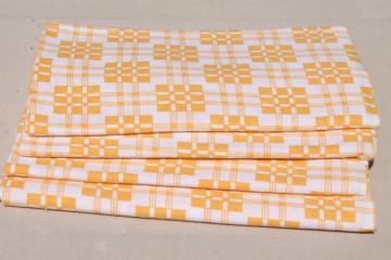 authentic vintage cotton feed sack fabric kitchen towels, yellow & white checked plaid