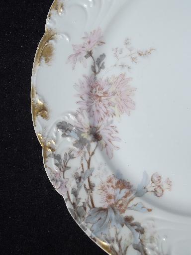 autumn asters floral antique Haviland Limoges french china salad plates