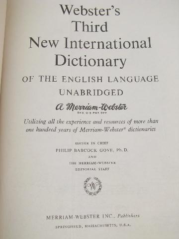 big Websters unabridged dictionary, 80s vintage, blue & gold binding