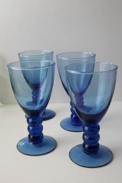 big chunky wine glasses, rustic modern casual stemware cobalt blue goblets