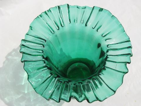 big hand-blown green glass vase, retro vintage Mexico art glass?