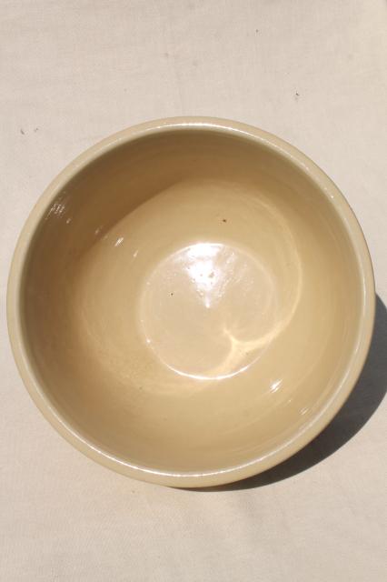 big old Watt pottery bowl, #12 green band yellow ware mixing bowl, 1930s vintage