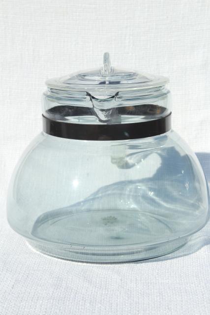 big old early Pyrex glass tea kettle, blue tint Flameware glass teapot 1930s vintage