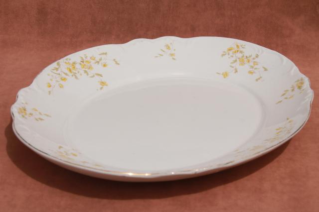big old flowered china platter or tray, early 1900s vintage English ironstone