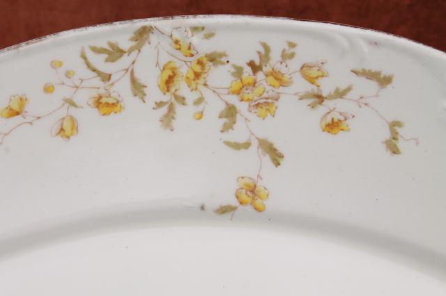 big old flowered china platter or tray, early 1900s vintage English ironstone