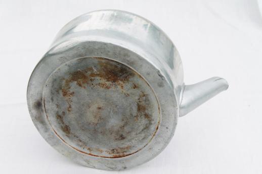 big old tea kettle for camp kitchen, vintage Comet aluminum tea pot holds one gallon