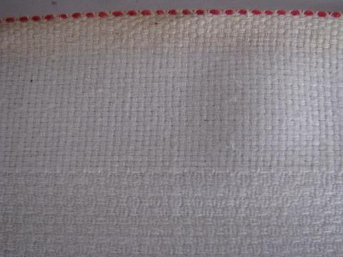 big roll of vintage cotton roller towel fabric, from old bakery kitchen