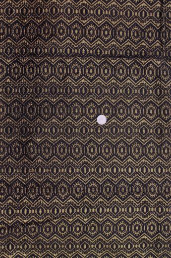 black & metallic gold runner cloth, vintage handwoven fabric 34w x 3 yards