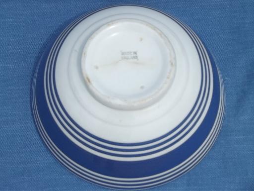 blue band Cornishware china bowl, antique TG Green vintage, England