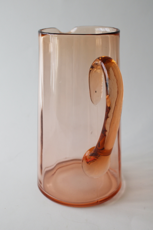 blush pink depression glass, deco mod vintage cocktail or lemonade pitcher