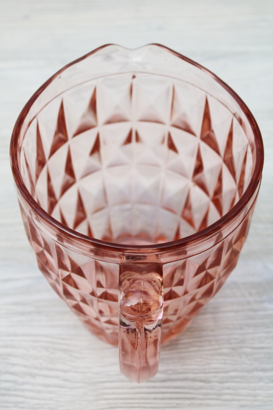 blush pink vintage depression glass pitcher, Windsor pattern Jeannette glass