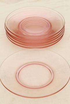 blush pink vintage depression glass salad / dessert plates, set of 6