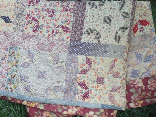 bohemian vintage patchwork quilt, all colors 30s 40s 50s cotton print fabric