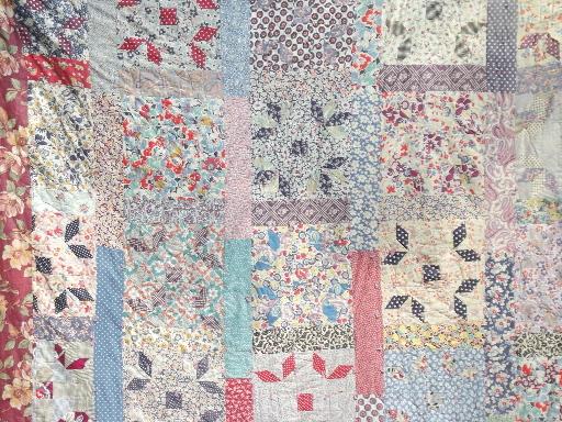 bohemian vintage patchwork quilt, all colors 30s 40s 50s cotton print fabric