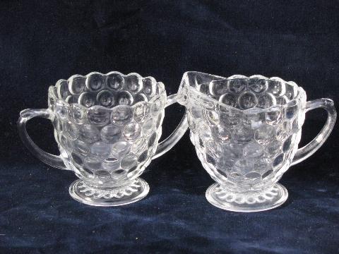 bubble pattern, depression pressed glass dishes lot, vintage Anchor Hocking
