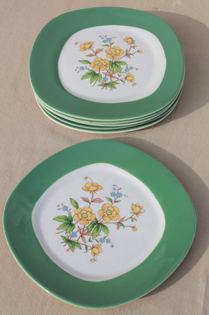 buttercup floral Taylor Smith Taylor TS&T Conversation green band china plates