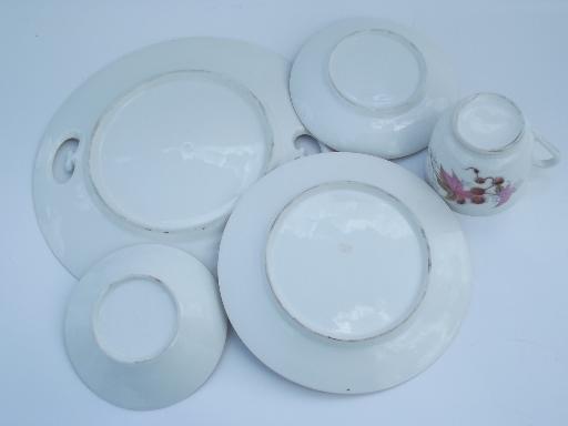 butterfly moth and horse chestnut art nouveau vintage china tea set for 8
