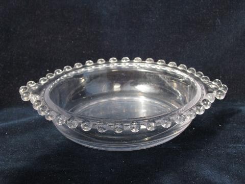 candlewick bead edge pattern, vintage glass dish & double handled bowl