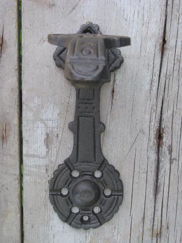 cast iron door knocker, antique reproduction architectural hardware