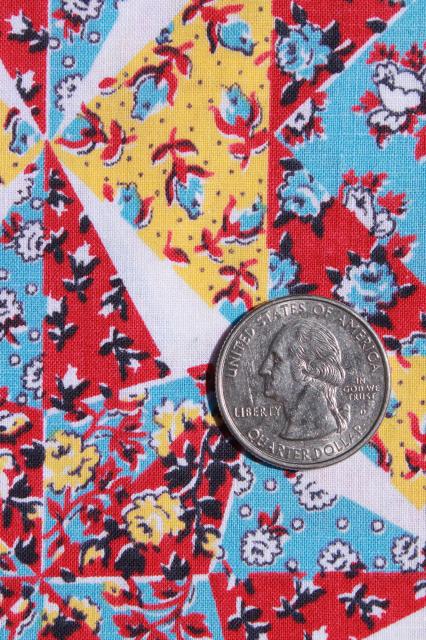 cheater patchwork quilt print cotton fabric, vintage quilting material