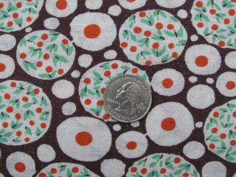 cherry bunches print, vintage cotton feed or flour sack fabric