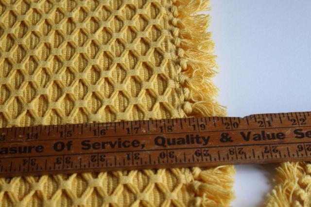 chunky hand woven cotton placemats, rustic country farmhouse table linens, mustard yellow gold