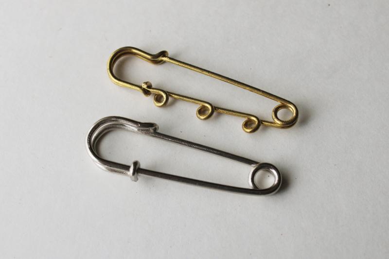 clasp pins for ribbons, medals, awards - silver & gold tone metal jewelry findings