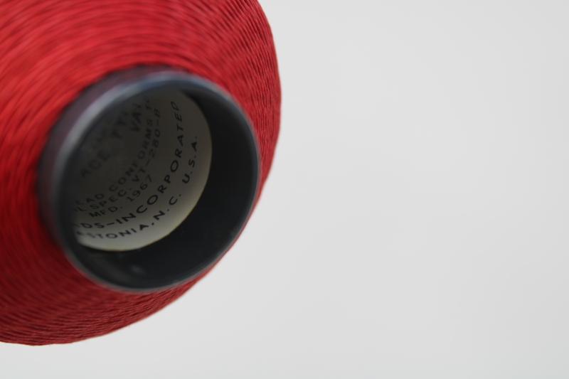 classic red vintage cotton glace, cone spool heavy duty sewing thread polished finish like waxed cord