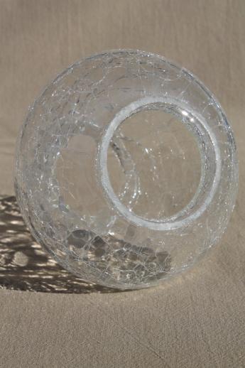 clear crackle glass lamp shade, new old stock vintage replacement glass light shade