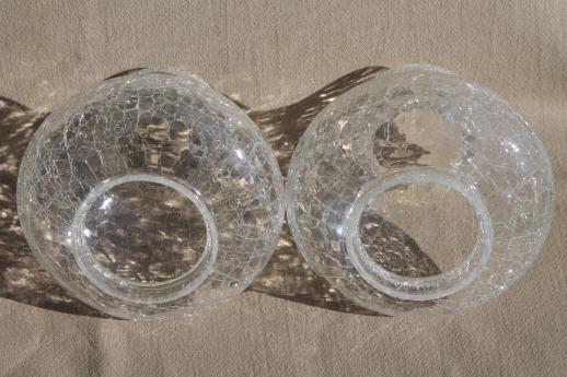 clear crackle glass light shades, new old stock vintage replacement glass  lamp shades