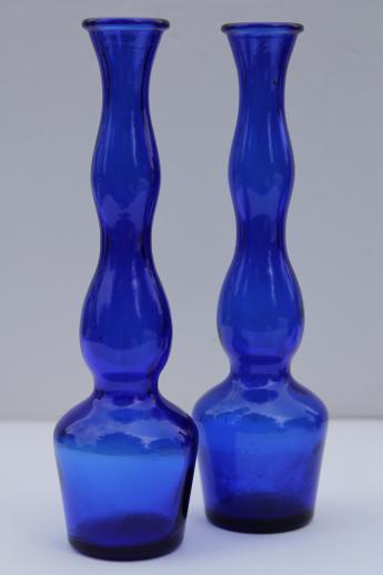 Cobalt Blue Glass Vases Lot Collection Of Vintage Blue Glass Bud Vases