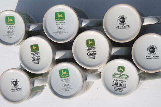 collectible John Deere tractor mugs, Gibson ceramic coffee cups lot