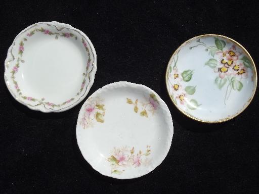 collection of 12 old antique china butter pat plates, transferware etc.