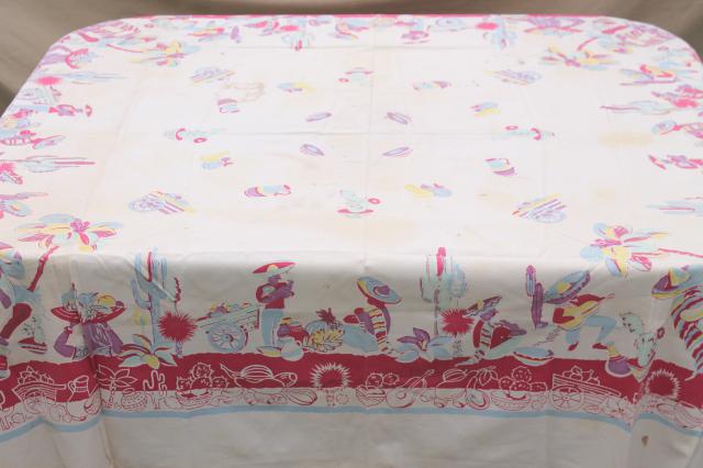 collection of 50s 60s vintage tablecloths, retro prints for kitchen, dinette, patio table!