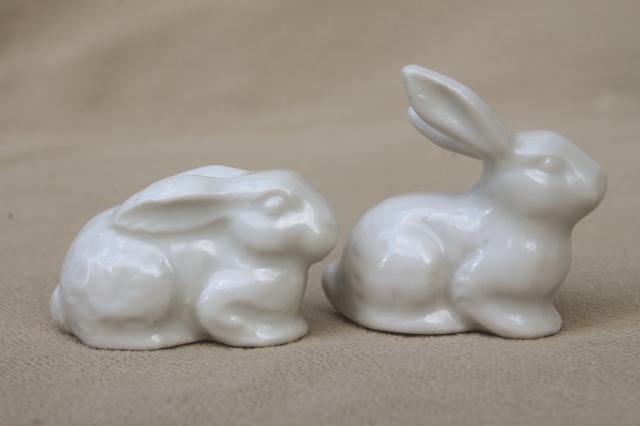 collection of china bunny rabbit figurines, family of little white bunnies & Dept. 56 Easter decorations