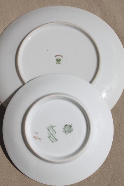 collection of mismatched flowered china plates, antique vintage floral pattern dishes 