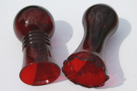 collection of vintage Anchor Hocking royal ruby red glass vases