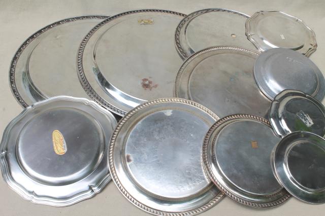 collection of vintage silverplate trophy plates & trays, etched silver plated pieces