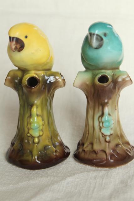 collection vintage bird figurine figural flower holders frog style vases