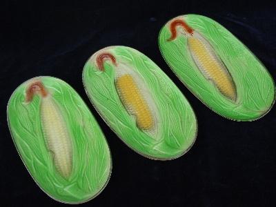 cornware corn plates, vintage hand painted Japan