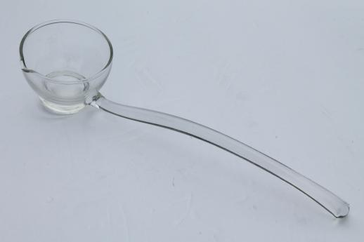 crystal clear glass punch ladle, vintage punch bowl ladle
