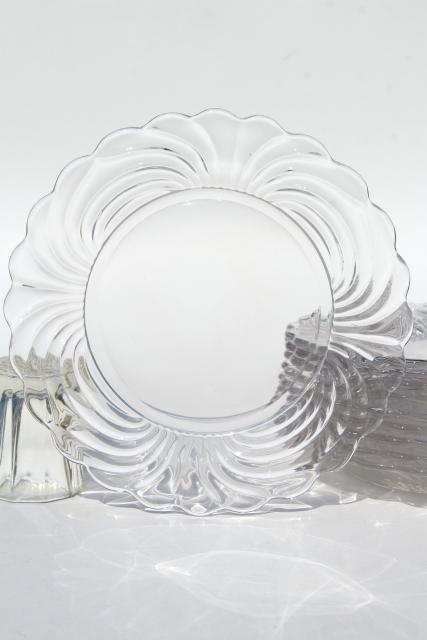 crystal clear vintage elegant glass Cambridge Caprice salad plates, set of 10